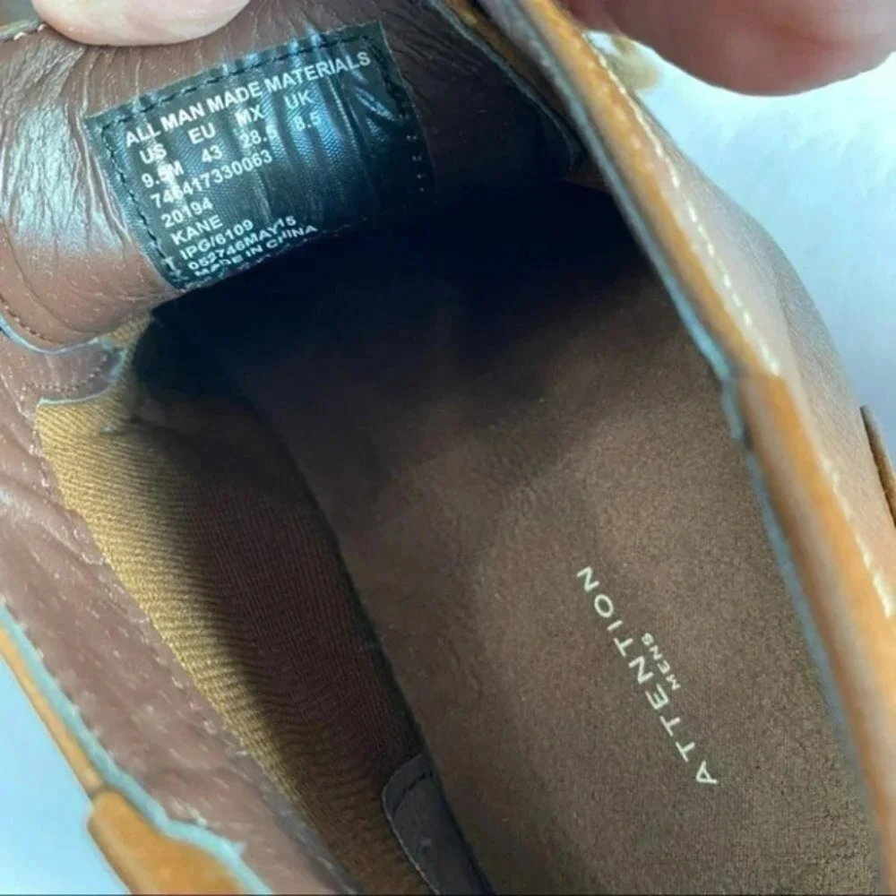 Attention Kane Chukka‎ Boots 9.5M Brown Faux Leather Lace Up Mid Top Shoes